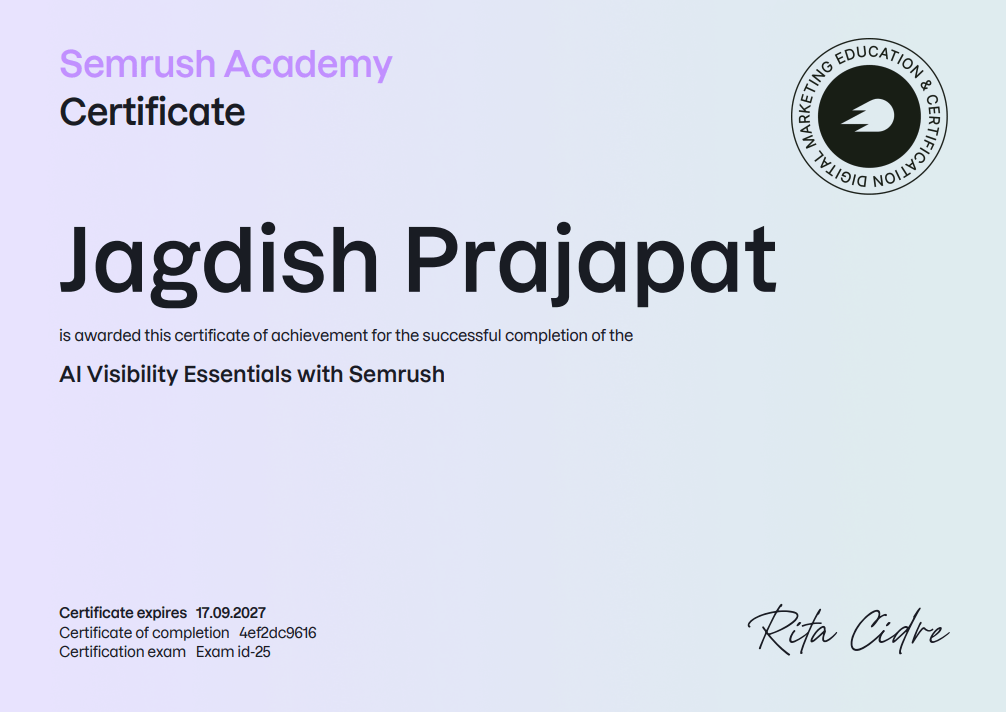 AI Visibility Essentials Certificate - Semrush Academy
